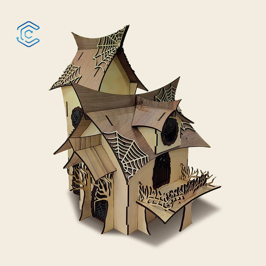 Halloween spooky haunted house laser cutting file