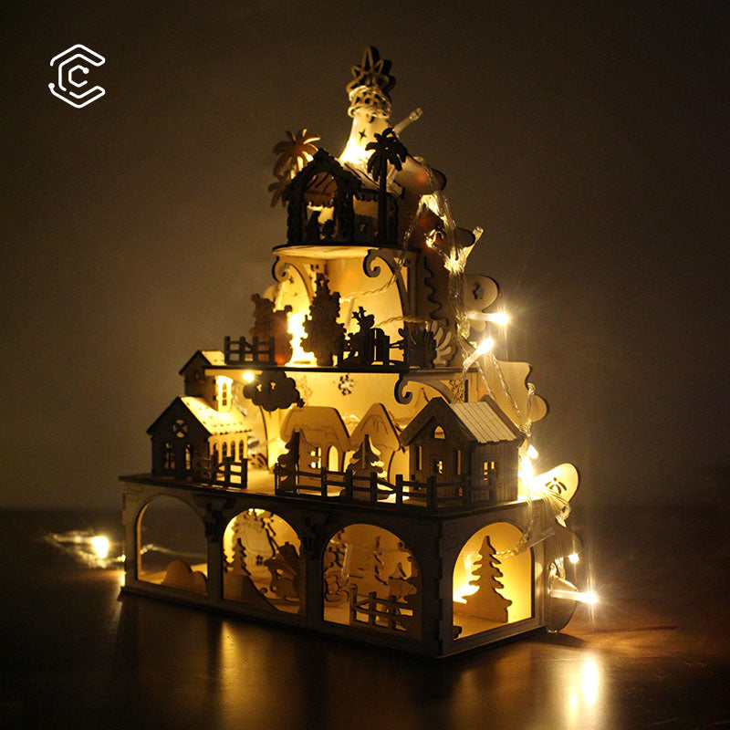 Christmas Castle 3D puzzle Laser Cutting File