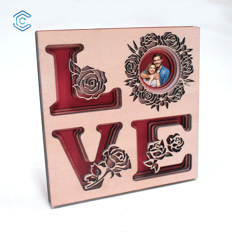 Valentine's Day photo frame laser cutting file