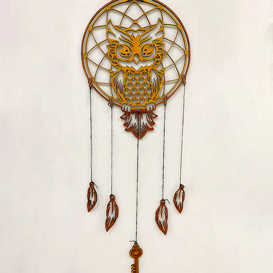 Owl-inspired wind chime hanging decor laser cutting file