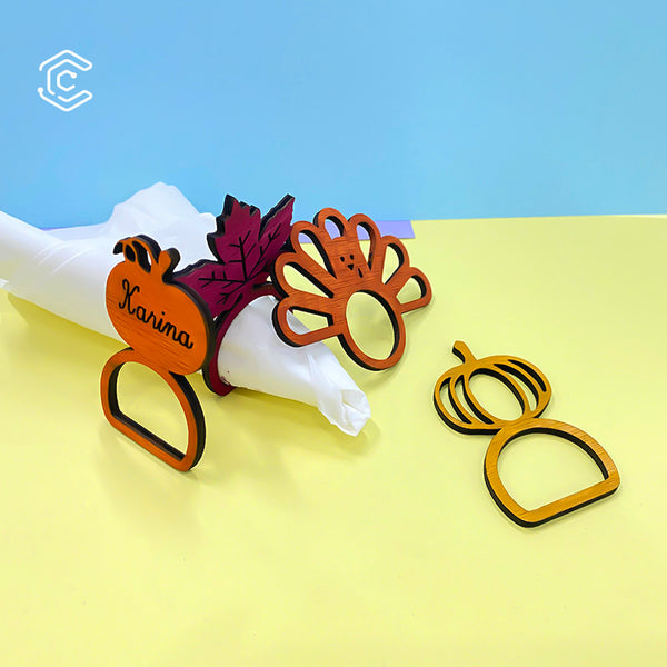 Thanksgiving-Set: Serviettenringe & Truthahn-Tischornamente, Laserschneidedatei 