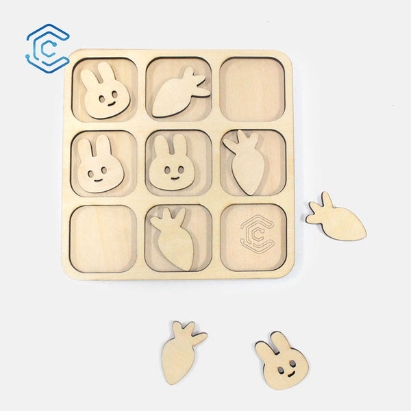 Rabbit Shaped Tabletop Game Tic-Tac-Logic laser cutting file