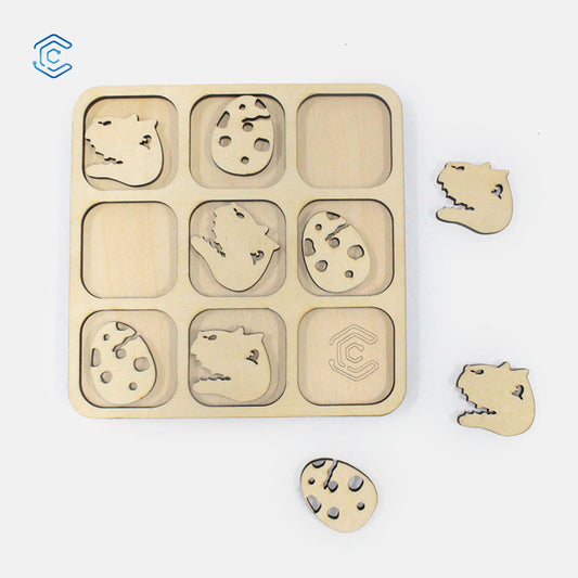 Dinosaur Shaped Tabletop Game Tic-Tac-Logic laser cutting file