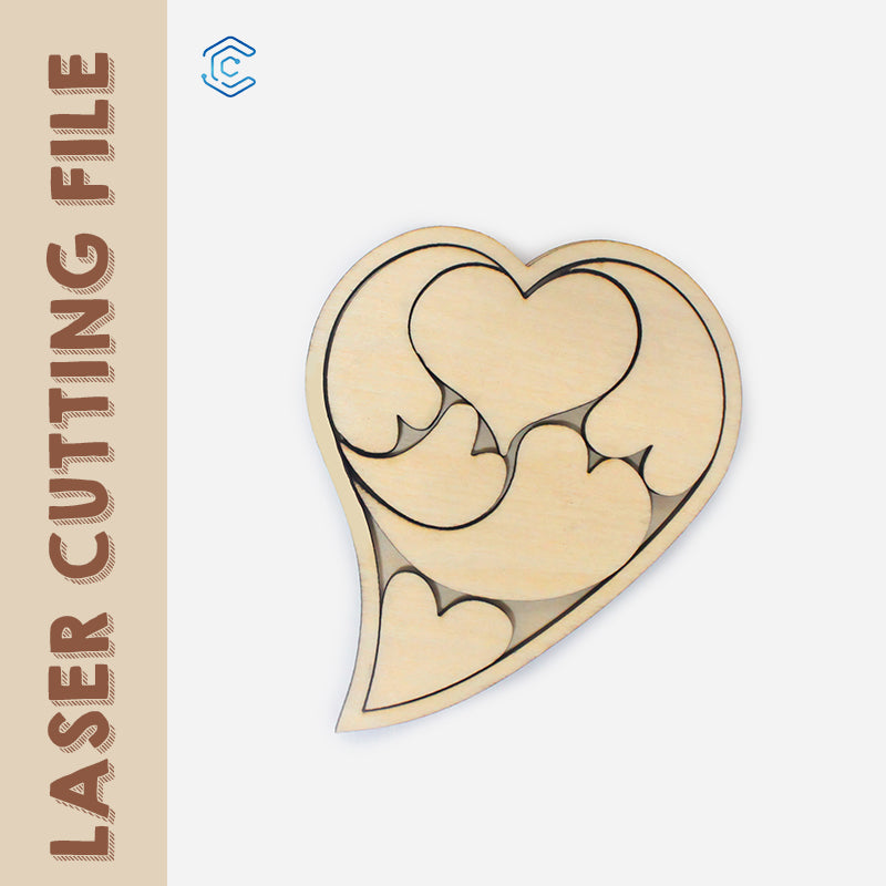 Valentine's Day Heart shape style 2 puzzle laser cutting file laser cut svg