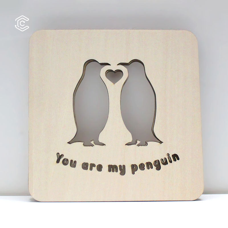 Valentine's Day you are my penguin faithful love light box laser cutting file