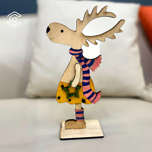 Xmas Santa with Reindeer desk ornament laser cutting file