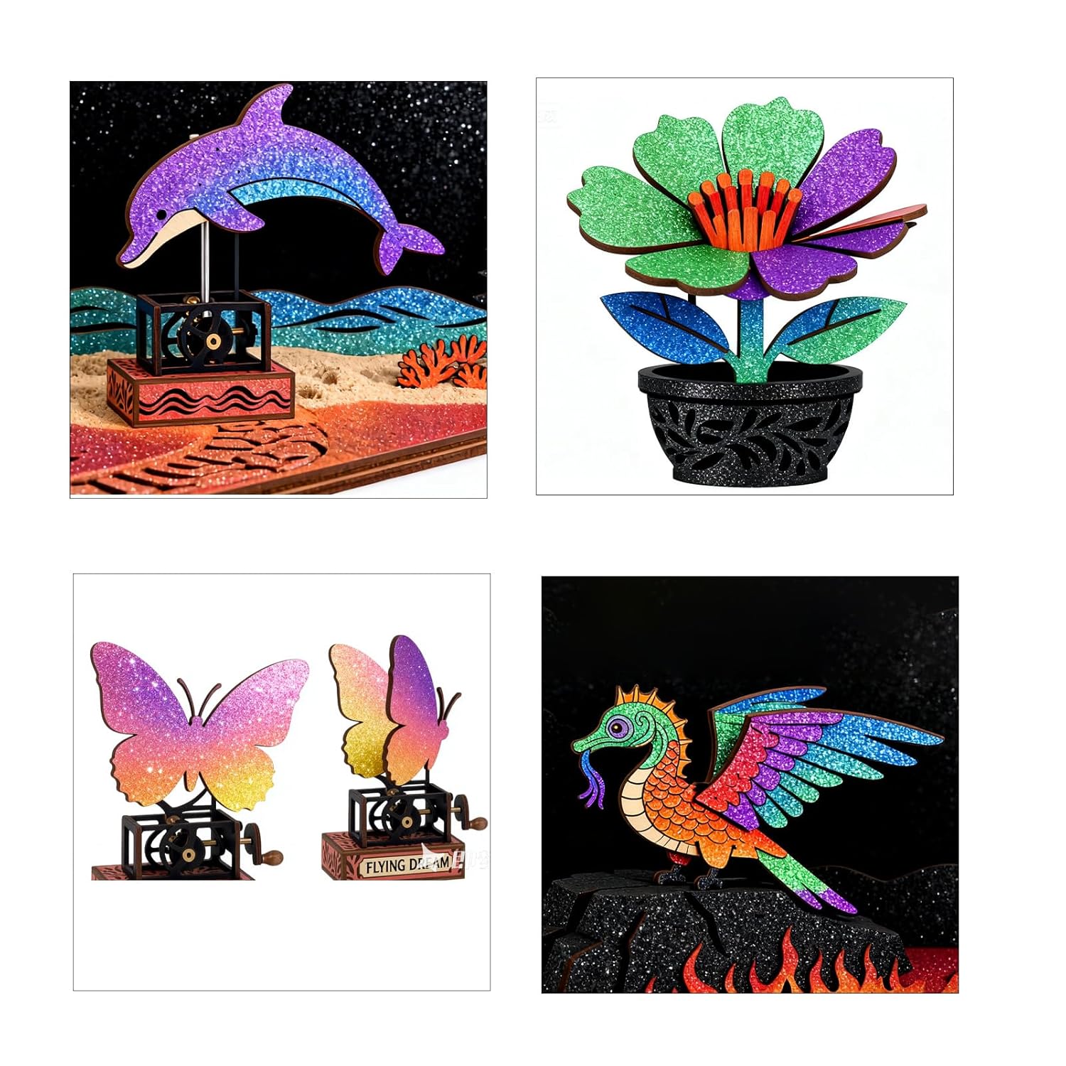 Iridescent Color-Shift Plywood Sheets – Chameleon Finish, 4pcs 12×12'' (30×30 cm), 3mm | Creatorally