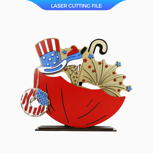July 4th Patriotic Umbrella Laser Cut File – SVG for Holiday Decor