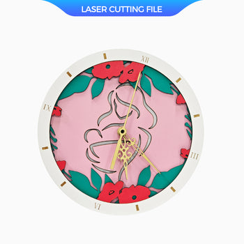 Laser Cut Mother's Day Clock – DIY SVG with Floral Mom & Baby Design