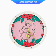 Relógio multicamadas para o Dia das Mães SVG – Arquivo de corte a laser para arte de parede floral para mãe e bebê