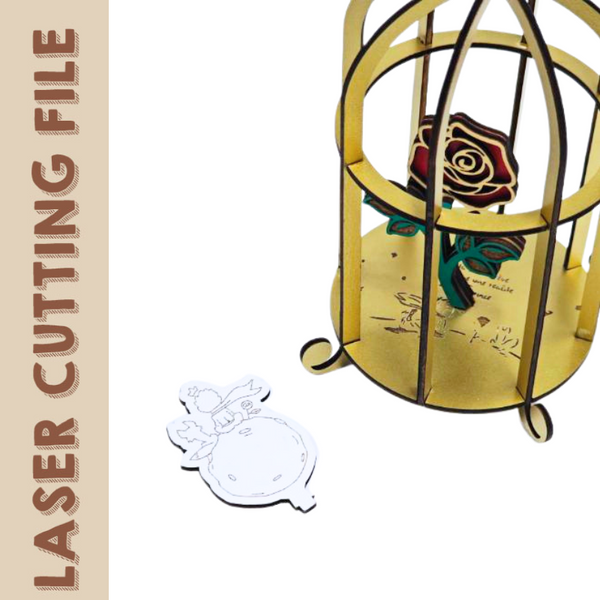 Little Prince 3D Birdcage with Rose Laser Cutting File for DIY & Decor