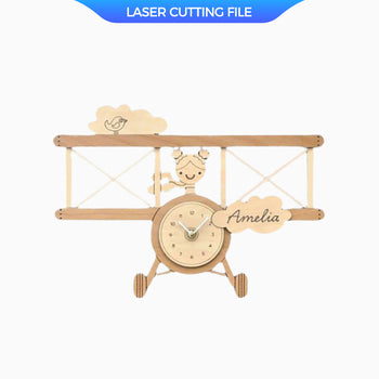 Little Girl With Airplane Clock laser cutting file