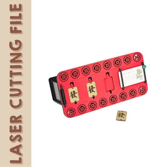 3D Puzzle Laser Cut Organizer Box SVG – Lucky “Fa” Mahjong Storage File