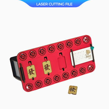 3D Puzzle Laser Cut Organizer Box SVG – Lucky “Fa” Mahjong Storage File