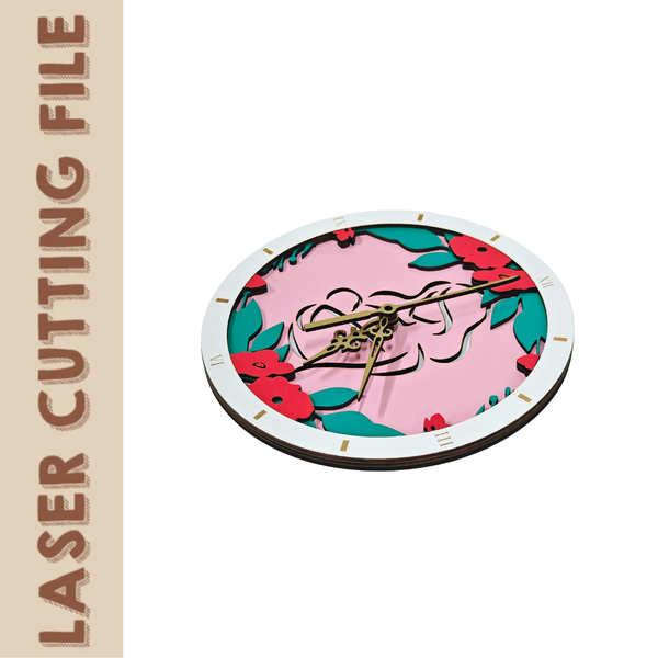 Multilayer Mother's Day Clock SVG – Floral Mom & Baby Wall Art Laser Cutting File