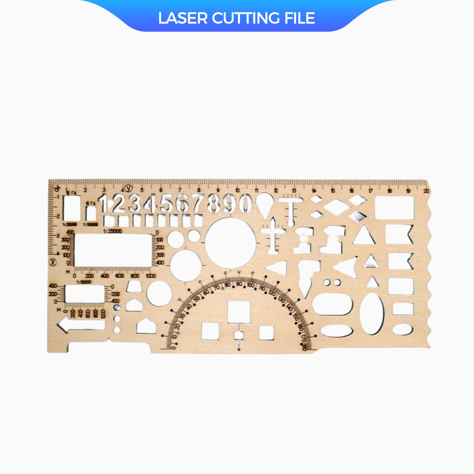 Multifunctional ruler laser cutting file by Creatorally
