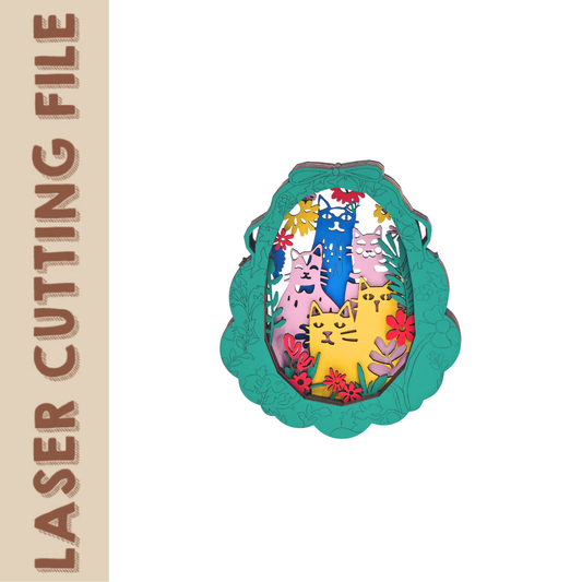 Multilayer Cat Garden SVG – 3D Laser Cut File for Kids Room Decor & DIY Gifts