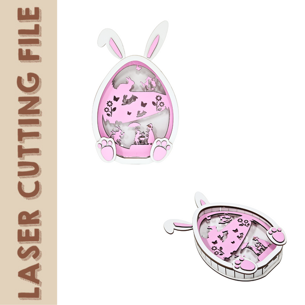 Multilayer Easter Bunny Lightbox SVG –  Shadow Box | Bunny Egg Night Light for Glowforge & Cricut