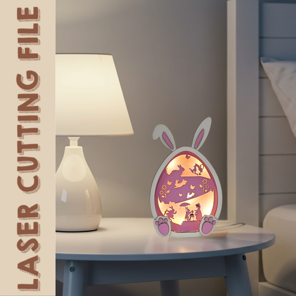 Multilayer Easter Bunny Lightbox SVG –  Shadow Box | Bunny Egg Night Light for Glowforge & Cricut