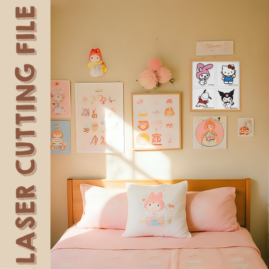 Multilayer Sanrio Characters Laser Cut File – Hello Kitty, My Melody, Kuromi, Pochacco SVG for Cute Decor and Crafts