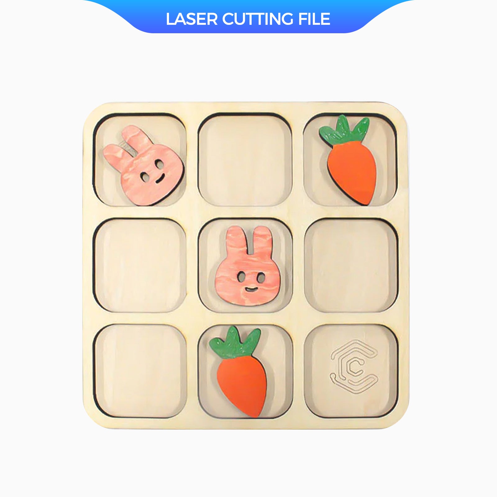 Arquivo de corte a laser para jogo de mesa em formato de coelho Tic-Tac ...