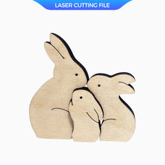 Arquivo de corte a laser para decoração de família de coelhos