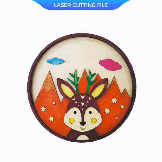 Sika deer ornaments laser cutting file