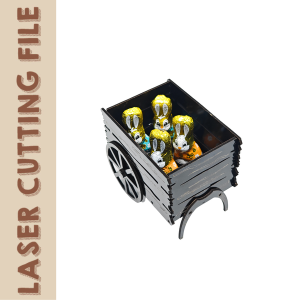 Snack Cart 3D Puzzle Laser Cut File – Miniature Wooden Cart for Treats, Chocolates, and DIY Crafts | SVG for Glowforge, Cricut