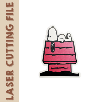 Layered Snoopy-Inspired Laser Cut File – Cute Dog House Magnet DIY Decor