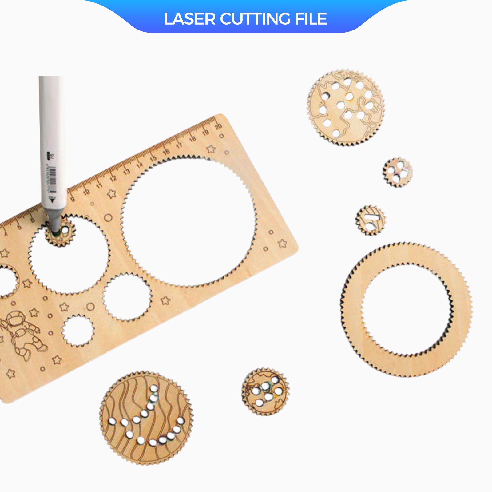 Planets Geometrical Ruler laser cutting file by Creatorally