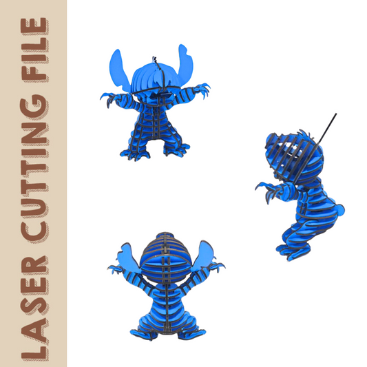 Arquivo de corte a laser para quebra-cabeça 3D Stitch - Faça você mesmo perfeito para fãs da Disney