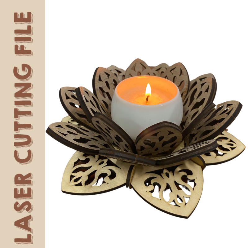 Elegant Thanksgiving Lotus Candle Holder 3D Puzzle Laser Cutting File