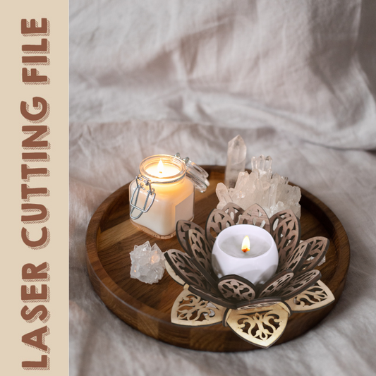 Elegant Thanksgiving Lotus Candle Holder 3D Puzzle Laser Cutting File