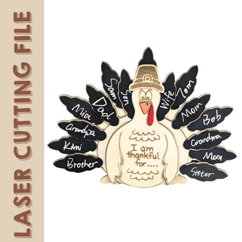 Thanksgiving Multilayer Turkey-Shaped Blessings Board Laser Cutting File