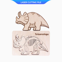 Arquivo de corte a laser para quebra-cabeça de Triceratops - Artesanato faça você mesmo para fãs de dinossauros