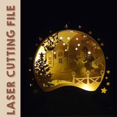 Wooden Christmas Village Crystal Ball Inspired Holiday Light box 3D Puzzle Laser Cutting File - DIY Festive Decor[Comes with assembly video]