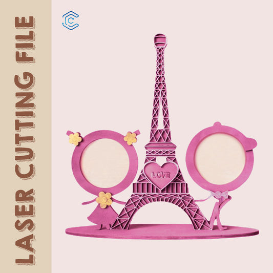 Valentine's Day Eiffel Tower Photo Frame svg files for laser cutting