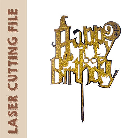 'Happy Birthday' Cake Topper Laser Cutting File - DIY Craft for Celebrations