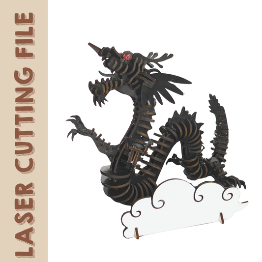 Mystical Black Dragon 3D Puzzle Laser Cutting File