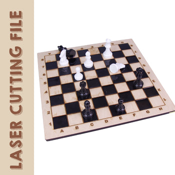 Chess Set Laser Cutting File - DIY Wooden Chess Board & Pieces