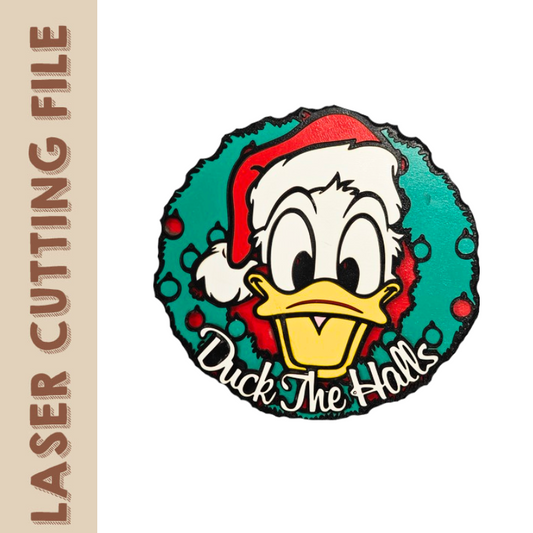 Multilayer Christmas Donald Duck Door Sign - Home Décor Laser Cutting File