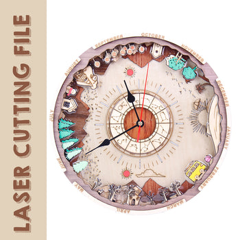 Multi-Layer Clock with Changing Seasons & Flowing Time Laser Cutting File - DIY Artistic Decor