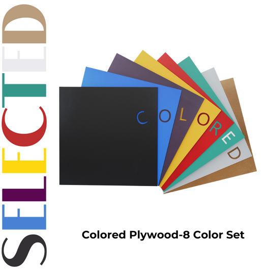 [Pre-order][Multi-color Mixed Set]Creatorally DIY Thin Wood 8pcs 12" x 12" 3mm Colored Plywood for Craft Projects