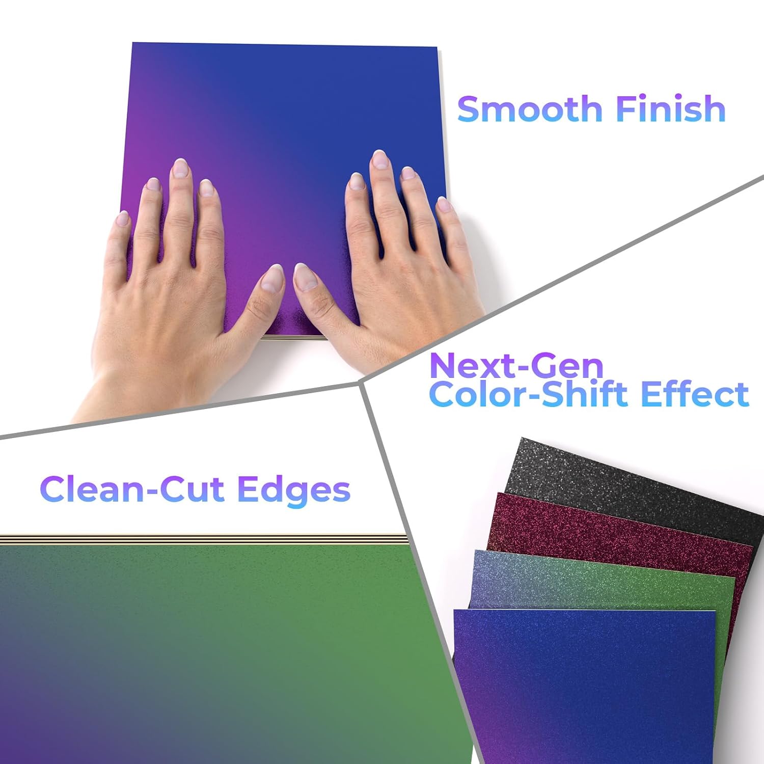Iridescent Chameleon Color-Shift Plywood Sheets, 4-Pack, 12×12" (30×30 cm), 3mm | Creatorally