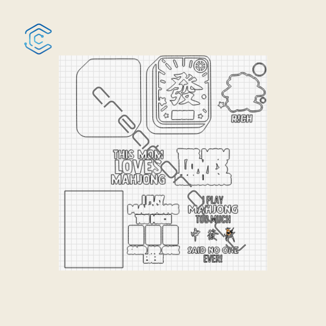 3 Set Mahjong Pattern Laser Cutting File