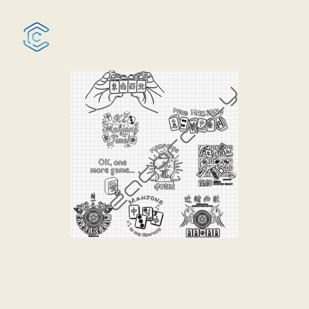 Mahjong Pattern Files 9 Mahjong Pattern Laser Engraving File by Creatorally