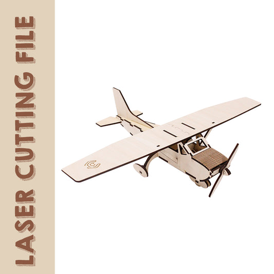 svg laser cut Wooden Cessna Airplane 3D Puzzle Glider - DIY Craft Kit laser cutting file by Creatorally
