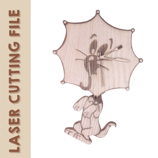 Arquivo de corte a laser para relógio de pêndulo Tom - Artesanato faça você mesmo para fãs de desenhos animados