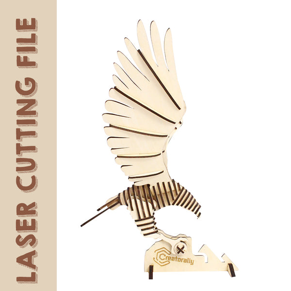 Quebra-cabeça 3D Flying Hawk/Eagle - Kit de modelo animal faça você mesmo - Arquivo de corte a laser
