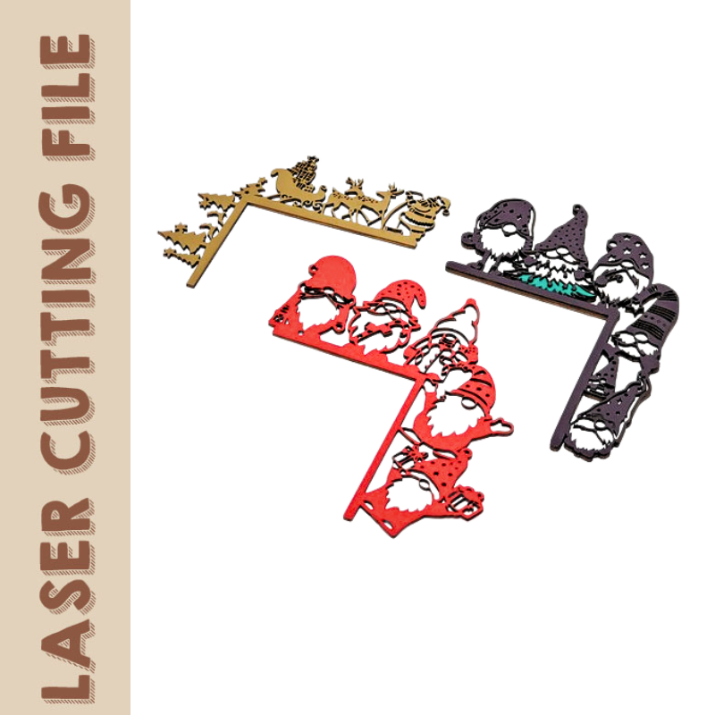 Christmas 3-Style Door Corner Decorations – Festive Laser Cutting File